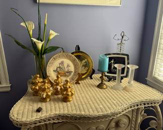French Gold Leaf Finials, Erte plate , candle holders and more. 