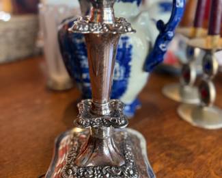 Ornate Silver plate candle holder 