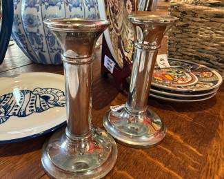 Pair of silver plated candle holders