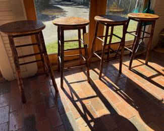 Set 4 tortoise bamboo counter height bar stools