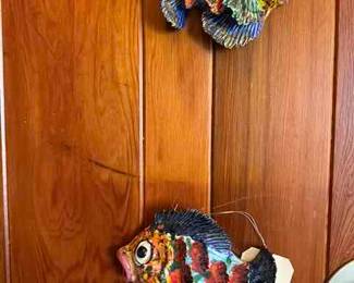 artist made clay glazed fish 