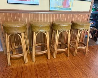 Set of 4 vintage Bamboo Barstools
