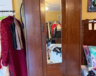 Antique Armoire and Full Size Headboard and FootBoard