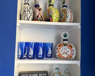 bottles and antique glassware 