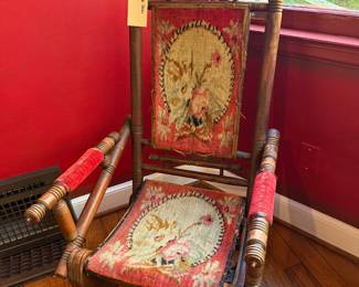 Antique Platform rocker with original upholstery 