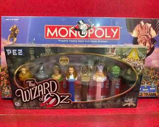 Wizard of Oz Pez dispenser set and Monopoly 