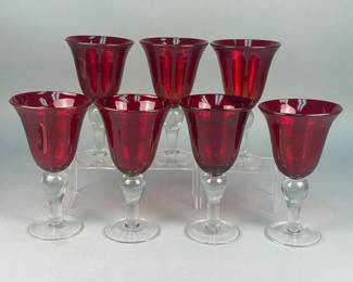 Hand Blown Ruby Red Goblets