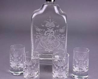 Glass Decanter & Glasses