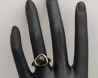 14K Black Pearl Ring