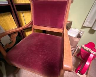 Carved wood armchair