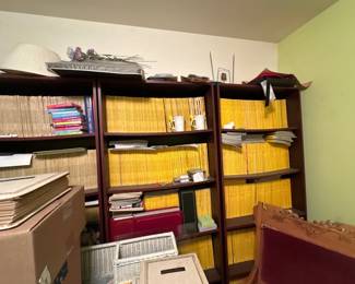 Bookcases and National Geographic magazine collection