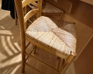 Woven rattan dining chairs
