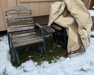 Glider chairs redwood with stainless steel nuts and bolts on no-rust frames