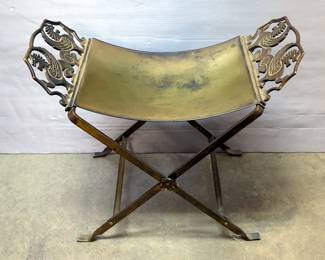 Folding Brass Magazine Rack With Griffin Details 