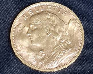 1927 Switzerland 20 Francs Gold Coin