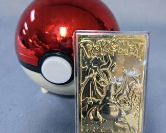 1999 Pokemon Special Edition 23 Karat Gold-Plated Charizard Trading Card With Pokeball and Box 