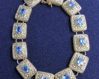 18K Yellow Gold Over Sterling Silver Blue Topaz Bracelet 