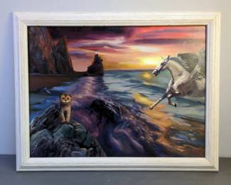 "Guardian" Framed Acrylic Painting, 21.5" x 27.5"