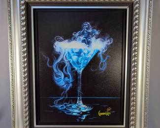 Michael Godard (American 1963-Present) 'Drink With An Angel' Giclee In Color With Hand-Embellishment On Canvas, Signed And Numbered CXXXII/CC (132/200), Framed, 23" X 17.5" Without Frame, Park West Appraisal And COA 