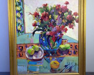 David Gross "Still Life" Original Oil on Canvas Framed Painting, 27.75" x 23.75"