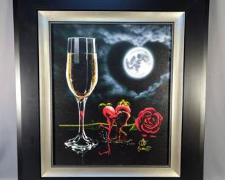 Michael Godard (American 1963-Present) 'Sparkling Romance' Giclee In Color With Hand-Embellishment On Canvas, Signed And Numbered 230/450, Framed, 21" X 17.5" Without Frame, Park West Appraisal And COA 
