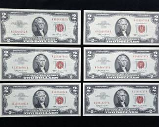 1963 And 1953 Red Seal $2 Bills 