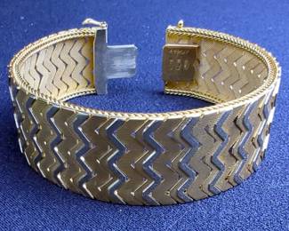 UNO-A-R Italian 18K Gold Articulated Bracelet With Geometric Design, Marked 750 Uno-A-R 