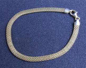 Sterling Silver Italian Mesh 7.5" Bracelet, Marked 925 