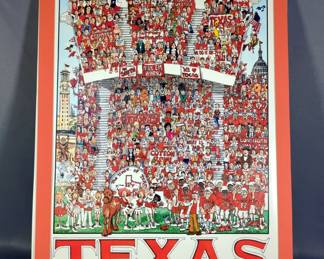 University of Texas Longhorns Illustrated Crowd Print by John Holladay, 1986 
