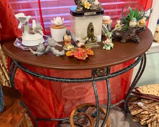 Demi Lune table with bird collection