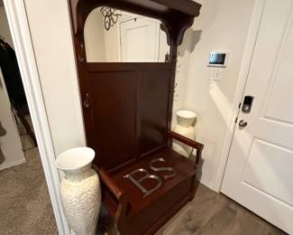 Hall tree seat chest