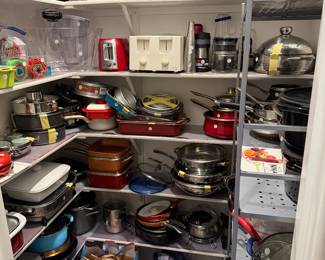 Entire pantry full of cookware and small appliances