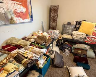 Linens - sheets blankets comforter table linens shower curtains drapes Queen and King  