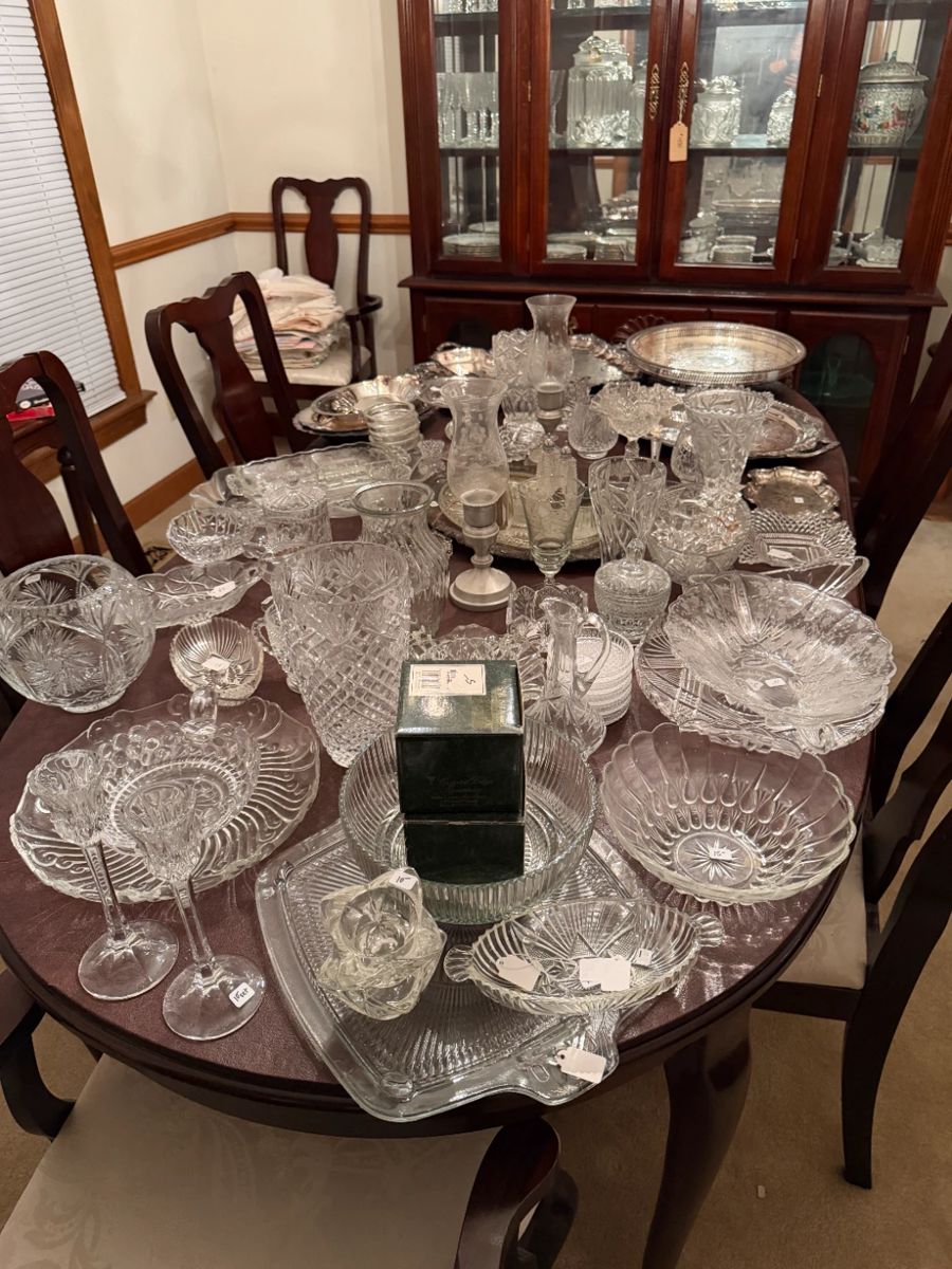 Lots of crystal and serving ware