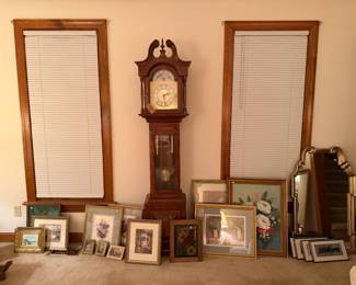 Grandfather clock ($400) and various artwork and mirrors
