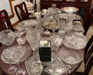 Lots of crystal and serving ware