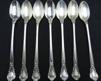 Lot of 7 Gorham "Chantilly" Sterling Silver Iced Tea Spoons - 208g