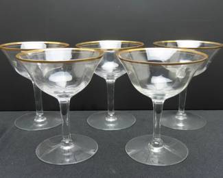 ot of 5 "Rims of Gold" Low Sherbet Glasses by Tiffin-Franciscan