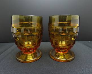 Lot of 2 Vintage Whitehall Amber Footed Tumbler w/ Straight Rim by Colony