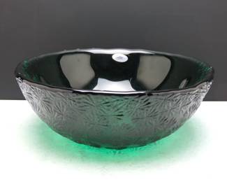 Vintage Heavy Blenko Handcraft Emerald Green Salad Bowl