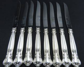Lot of 8 Gorham "Chantilly" Sterling Silver Handled Steak Knives