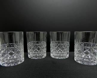 Lot of 4 "Brady" by Waterford Double Old Fashioned Glasses
