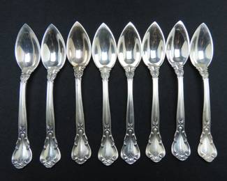 Lot of 8 Gorham "Chantilly" Sterling Silver Fruit / Orange Spoons - 200g
