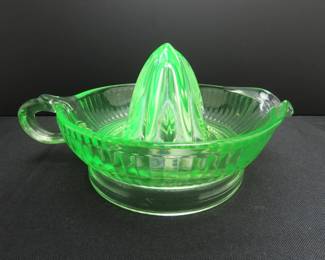 Vintage Green Uranium Glass Juicer