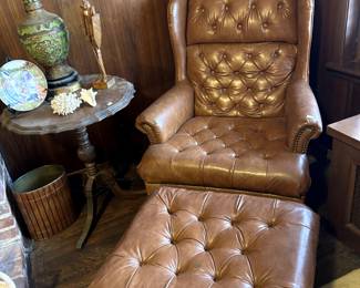 leather chair and ottoman