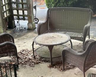 Wicker furniture. Have turquoise cushions