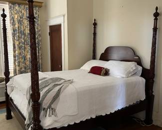 Carved poster bed, queen size