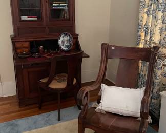 Slant front secretary , rocker