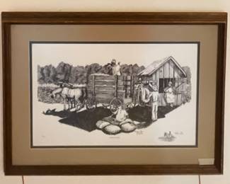 Ronnie Hamilton signed and numbered print “Evenin&nbsp;Wayin” matted&nbsp;and framed&nbsp;
