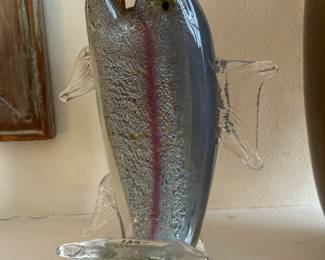 Rainbow trout hand fused glass by Vinci 